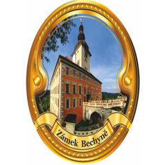 Štítek na hůl  barevný, Zámek Bechyně - zlatý